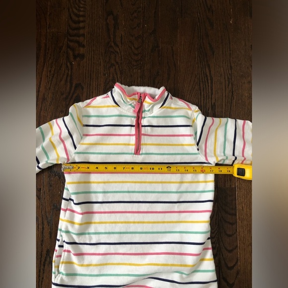 WoolOvers Women’s S Organic Cotton White Striped 1/4 Zip Pullover w/Pockets -EUC - Picture 9 of 11